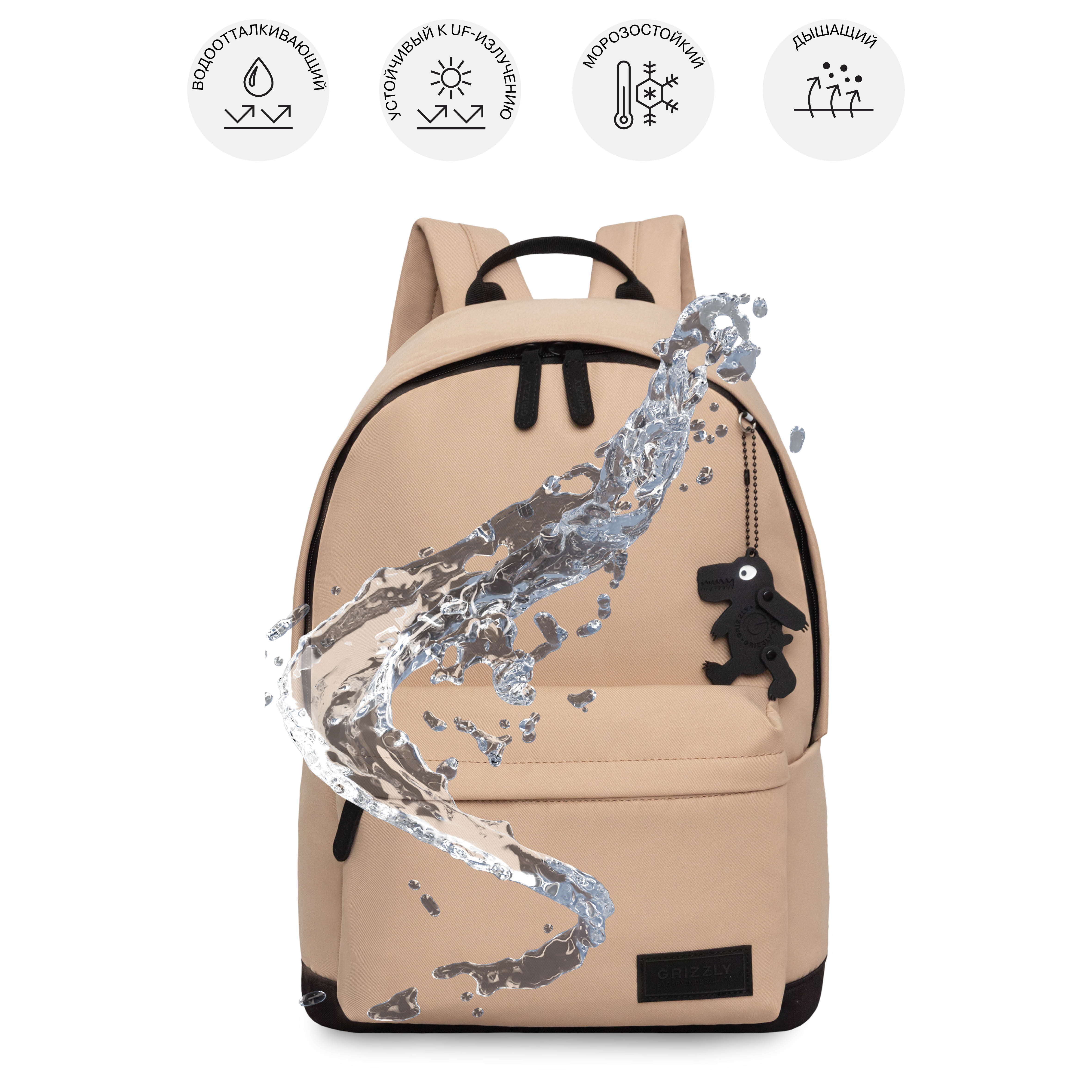 Рюкзак Grizzly бежевый - фото 10