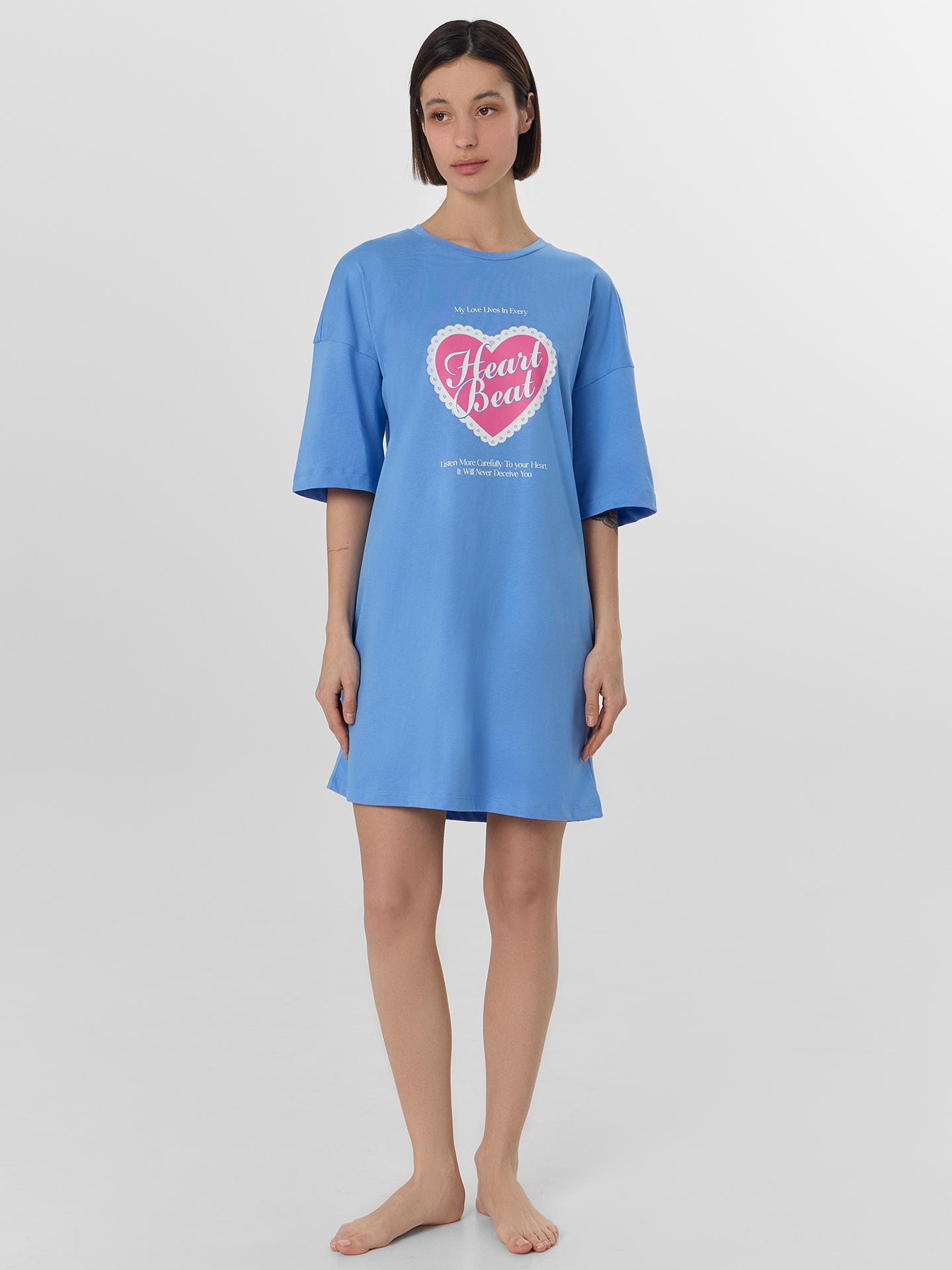 Сорочка ночная Mark Formelle (Марк Формэль) 512079/сине -голубой +печать - фото 1