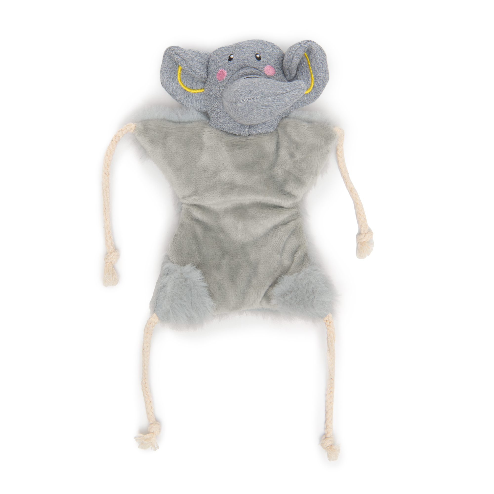 Игрушка для собак Barbaks Слонёнок плоский с канатиком шуршит 33*26.5 см - фото 1