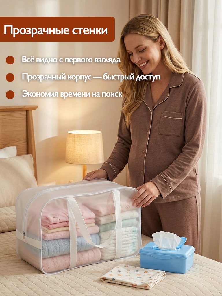 Сумка в роддом ЗОЛОТОЙ ОКТЯБРЬ матовый белый - фото 7
