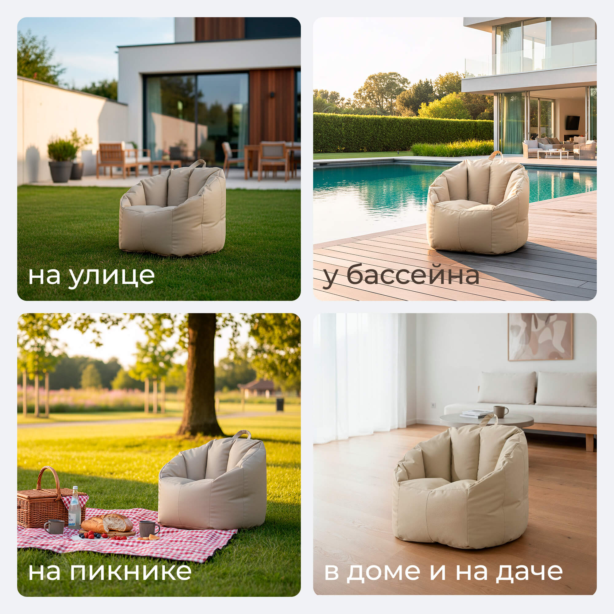 Кресло-мешок UNIX Kids Classic бежевый - фото 9