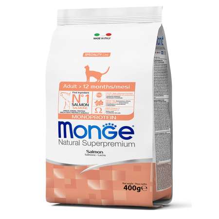 Корм для кошек MONGE Cat Monoprotein взрослых лосось 400г