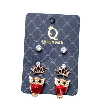 Пусеты 3 пары Queen fair
