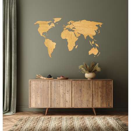 Карта мира настенная Afi Design деревянная 150х80 см Large дуб