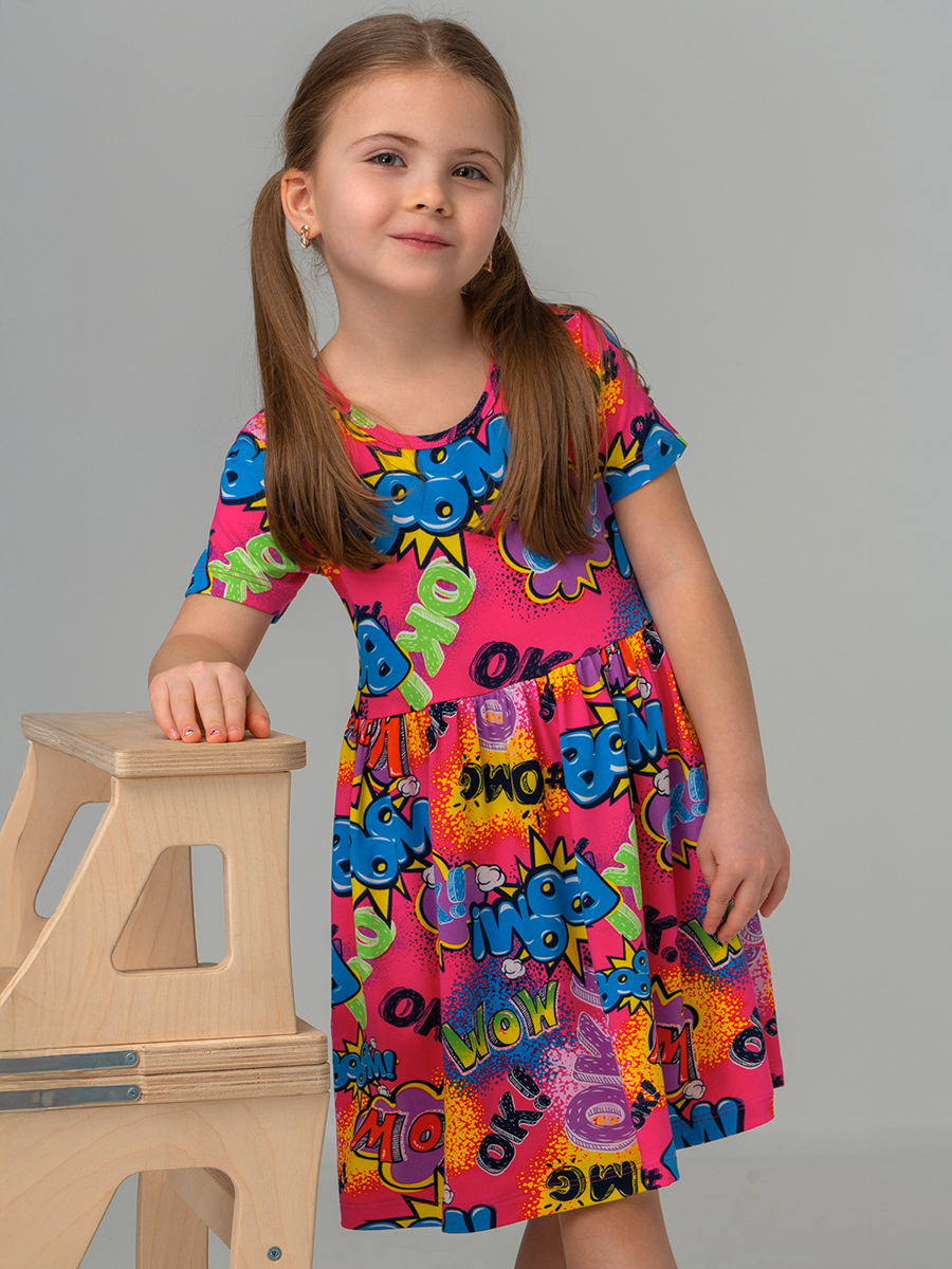 Платье HappyFox HF00192фуксия.с.надписями - фото 5