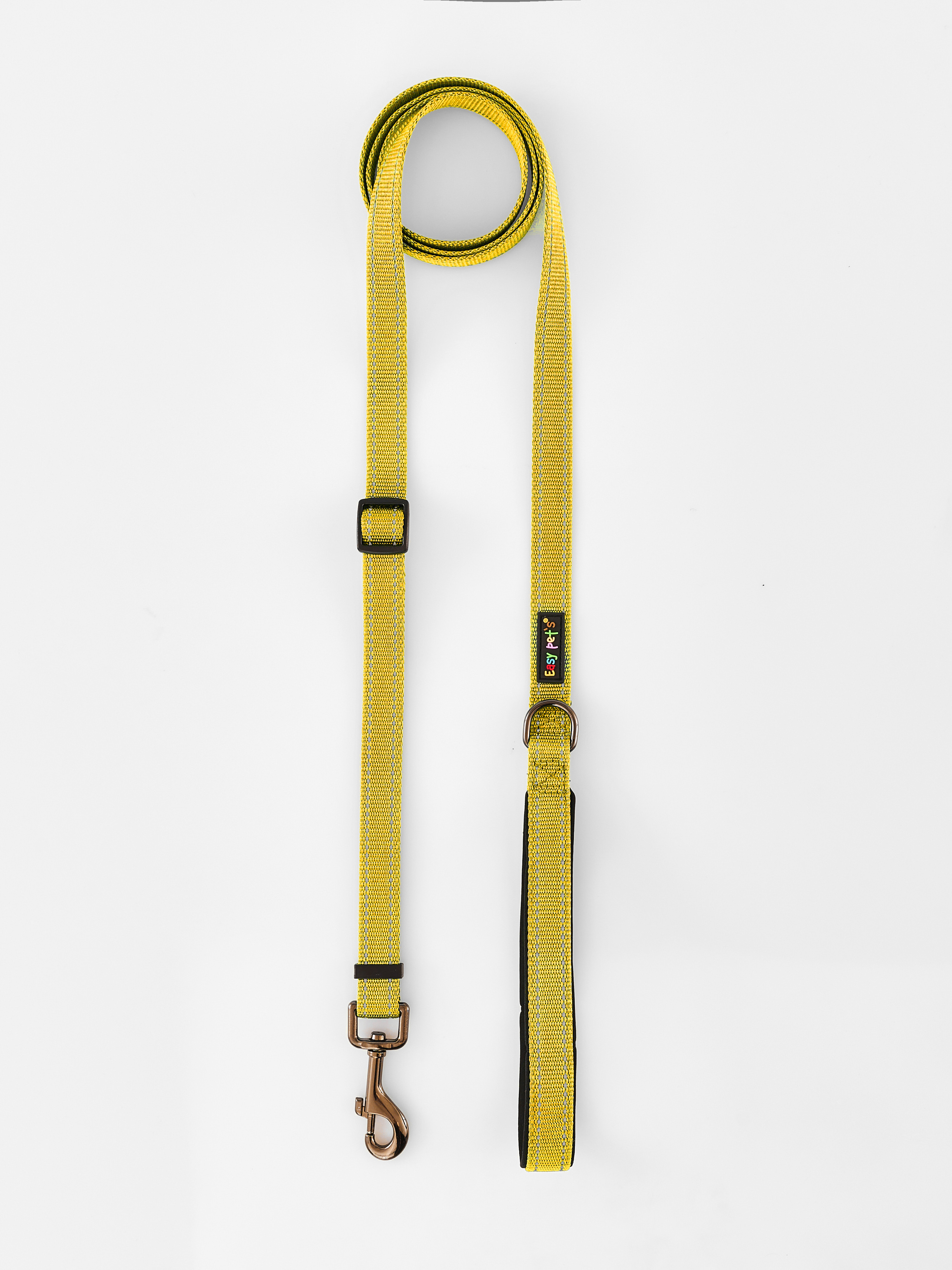 Поводок для собак с неопреновой ручкой Easy Pets 211 цвет Желтый р-р M 2см 210см - фото 10