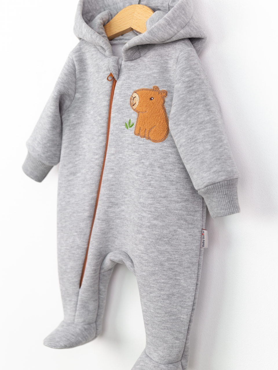 Комбинезон утепленный Baby boom К407/5-Ф аппликация капибара серый меланж - фото 3