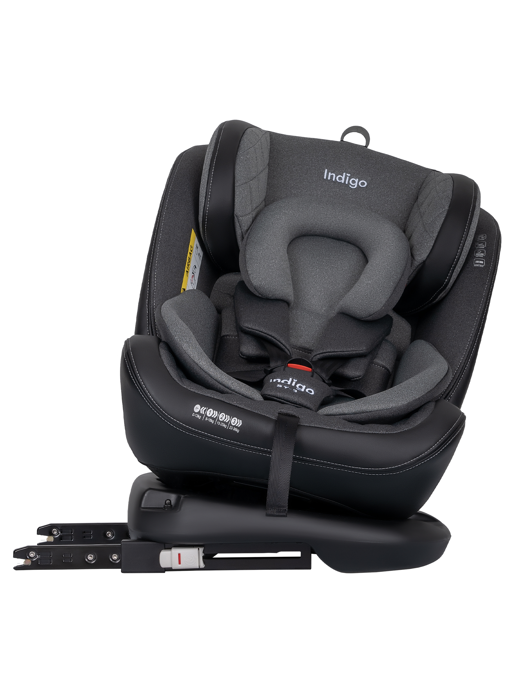 Автокресло Indigo Aero, серый Isofix 0+/1/2/3 (0-36 кг) - фото 5