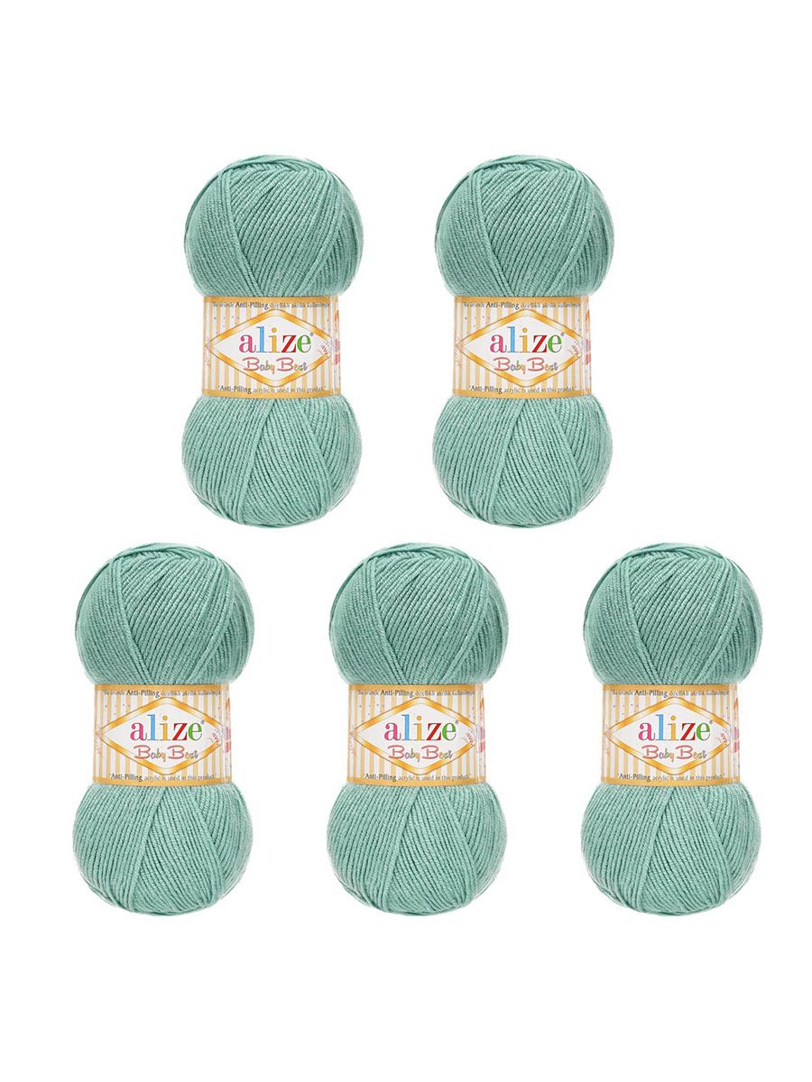 Пряжа для вязания Alize baby best бамбук акрил с эффектом антипиллинг 100 г 240 м 463 мята 5 мотков - фото 6