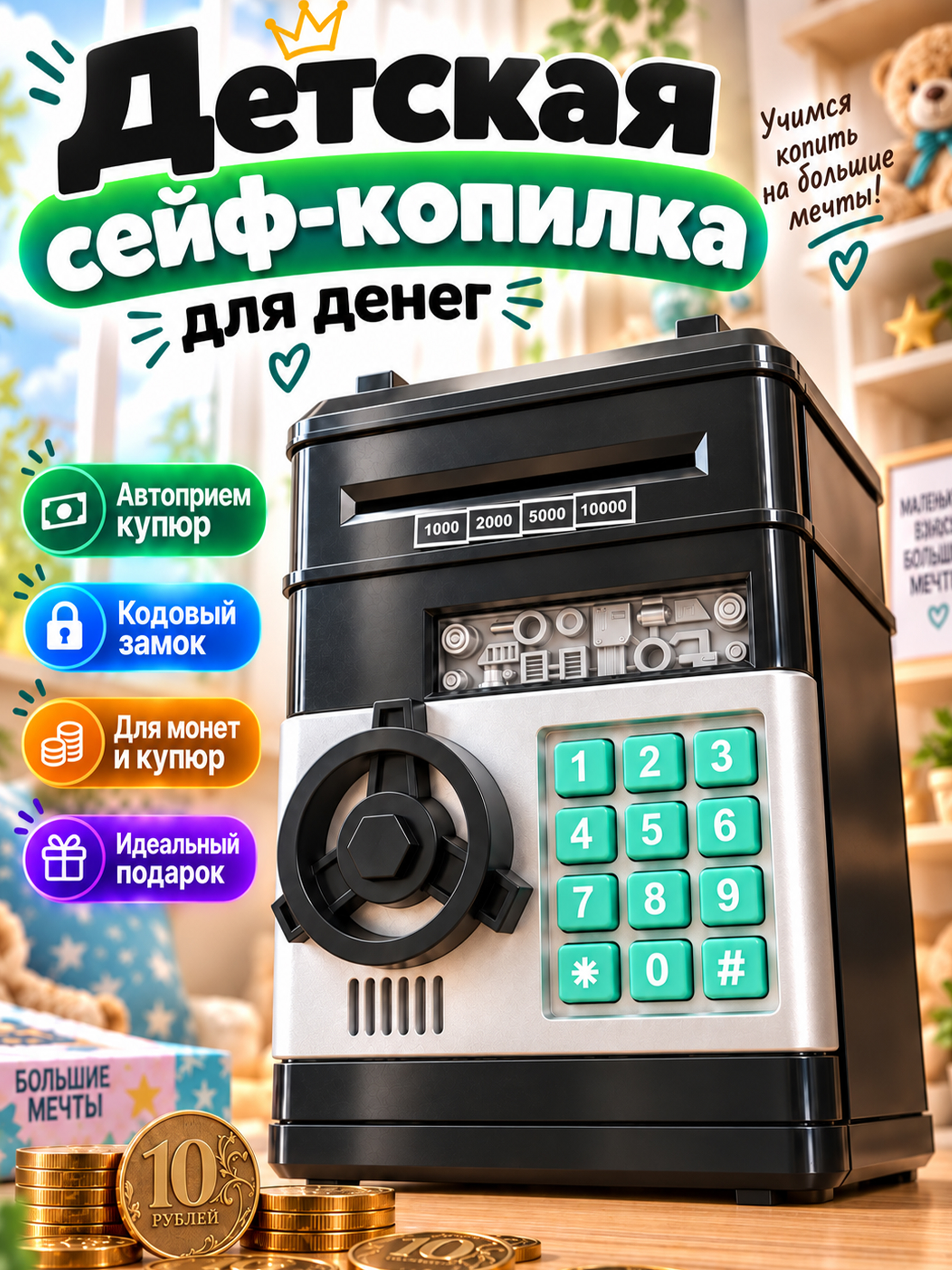 Игрушка Бестселлер c купюроприемником сейф - фото 1