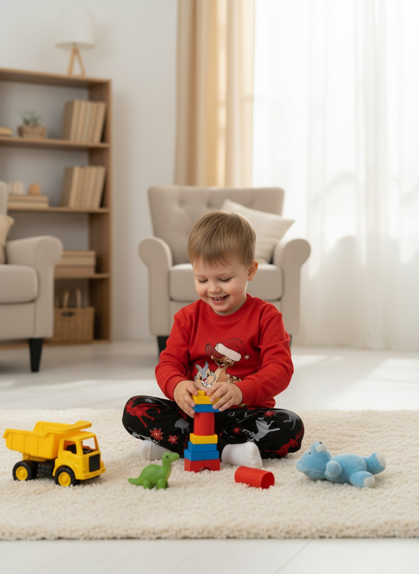 Пижама Утенок ПЖ-1818/1 красный черный олень - фото 2