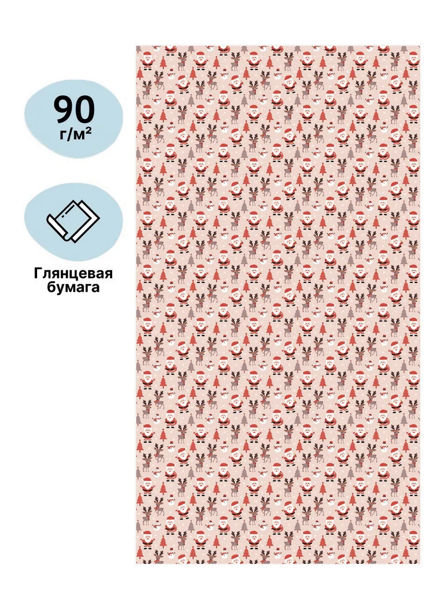 Упаковочная бумага новогодняя AXLER для подарков 3 листа 70х100 см - фото 6