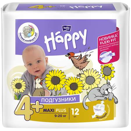 Подгузники Bella baby Happy 4 (9-20 кг) 12 шт.
