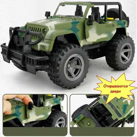 Автомобиль LampStory Land Rover военный автомобиль 1:16 зеленый