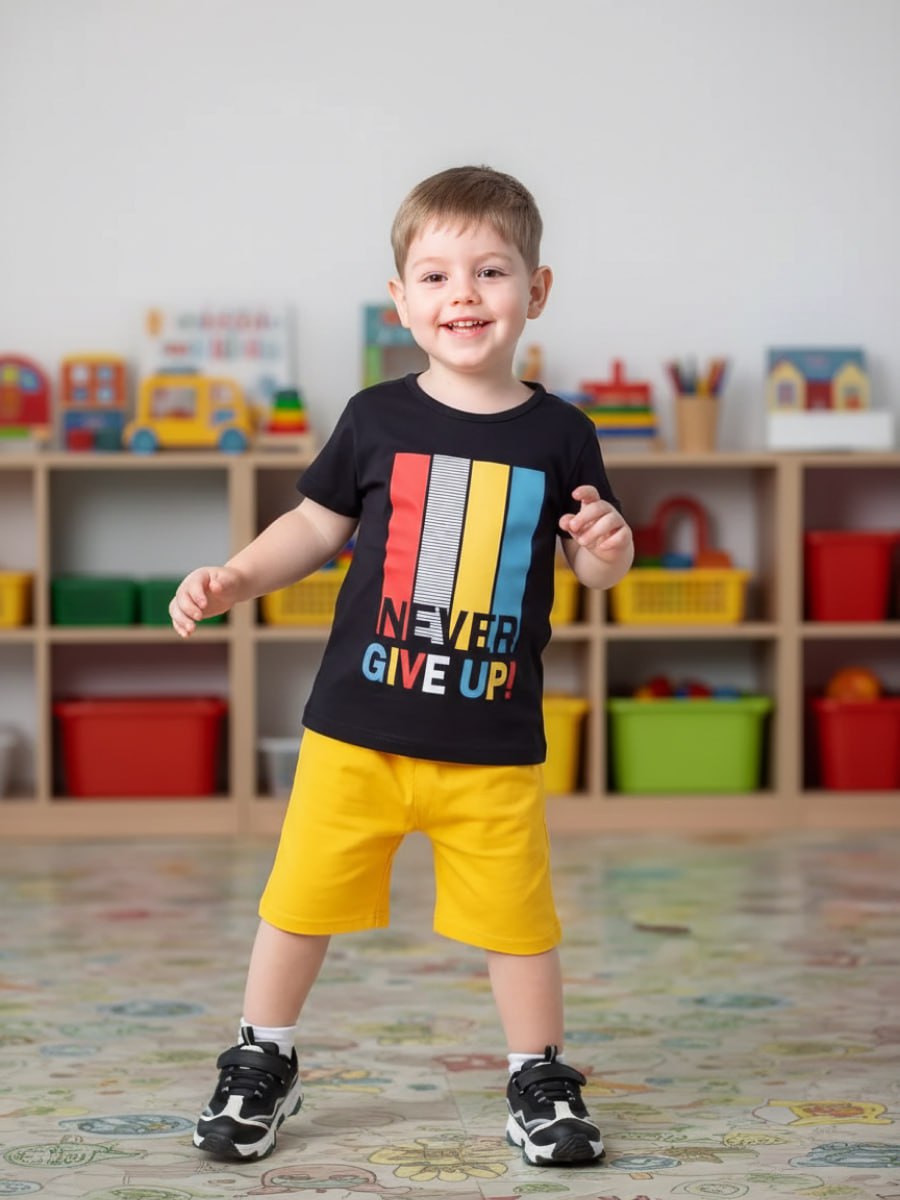 Футболка и шорты VEDDI 683/2к-21-черный/охра/Never - фото 4