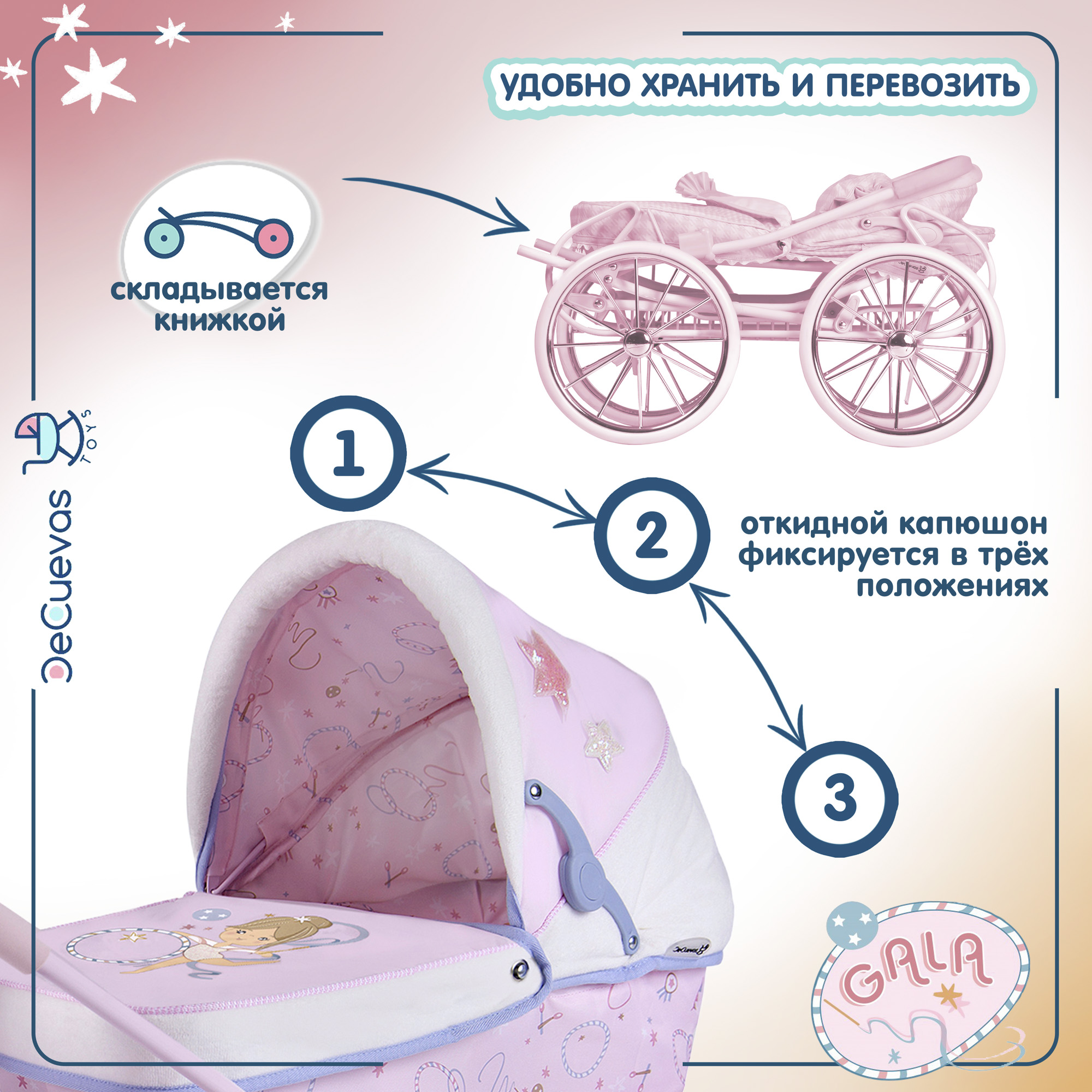 Коляска-люлька для кукол DeCuevas Toys 80051 - фото 6