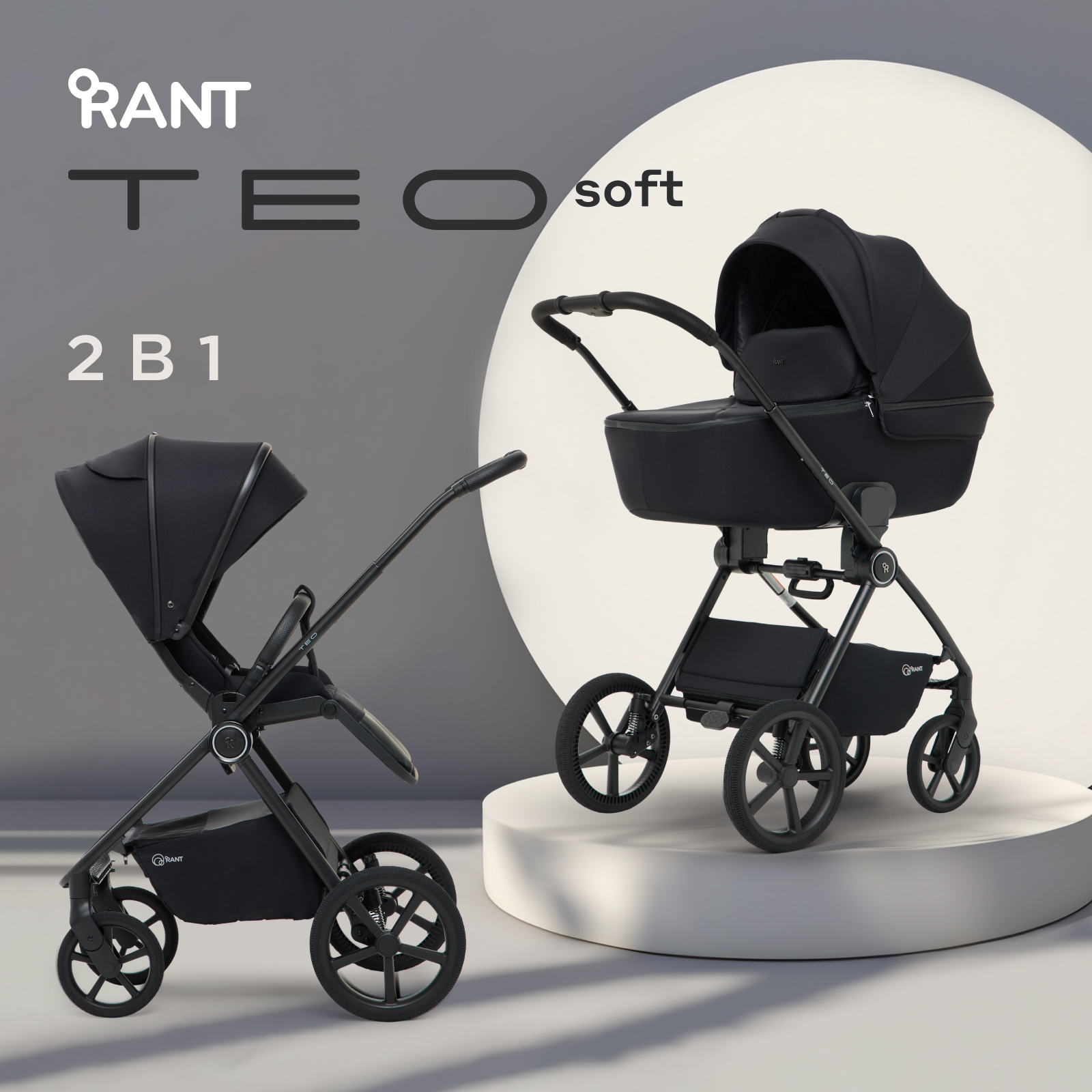 Коляска 2в1 Rant Teo soft черный - фото 1
