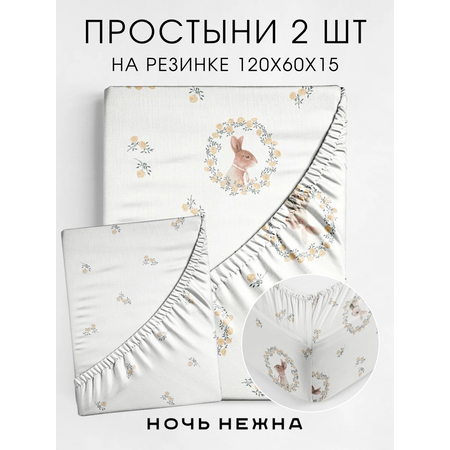 Набор простыней детских Ночь Нежна Мистер Рэббит 120х60х15 - 2 шт.