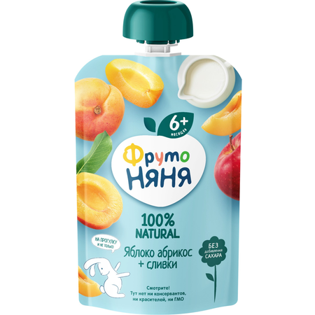 Пюре ФрутоНяня Яблоки и абрикосы со сливками с 6 мес 90 г
