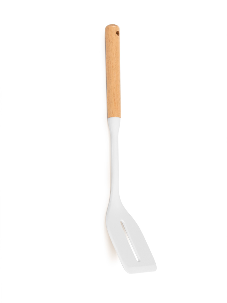 Лопатка кулинарная DeNASTIA Силвуд 33x7x4.4 см силикон бук светло-серый A000351 - фото 9