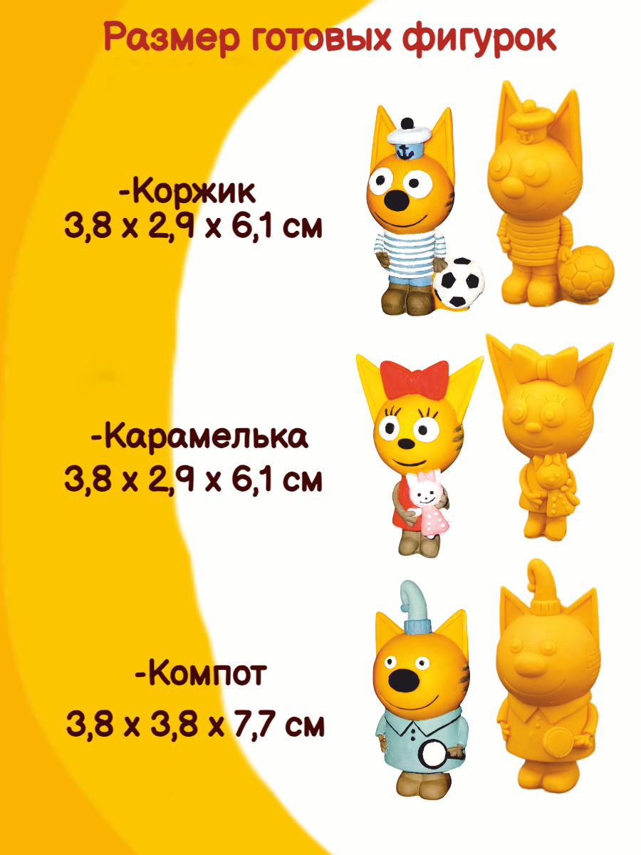 Силиконовые формы Три кота детских мультгероев 3 Кота 3D - фото 2