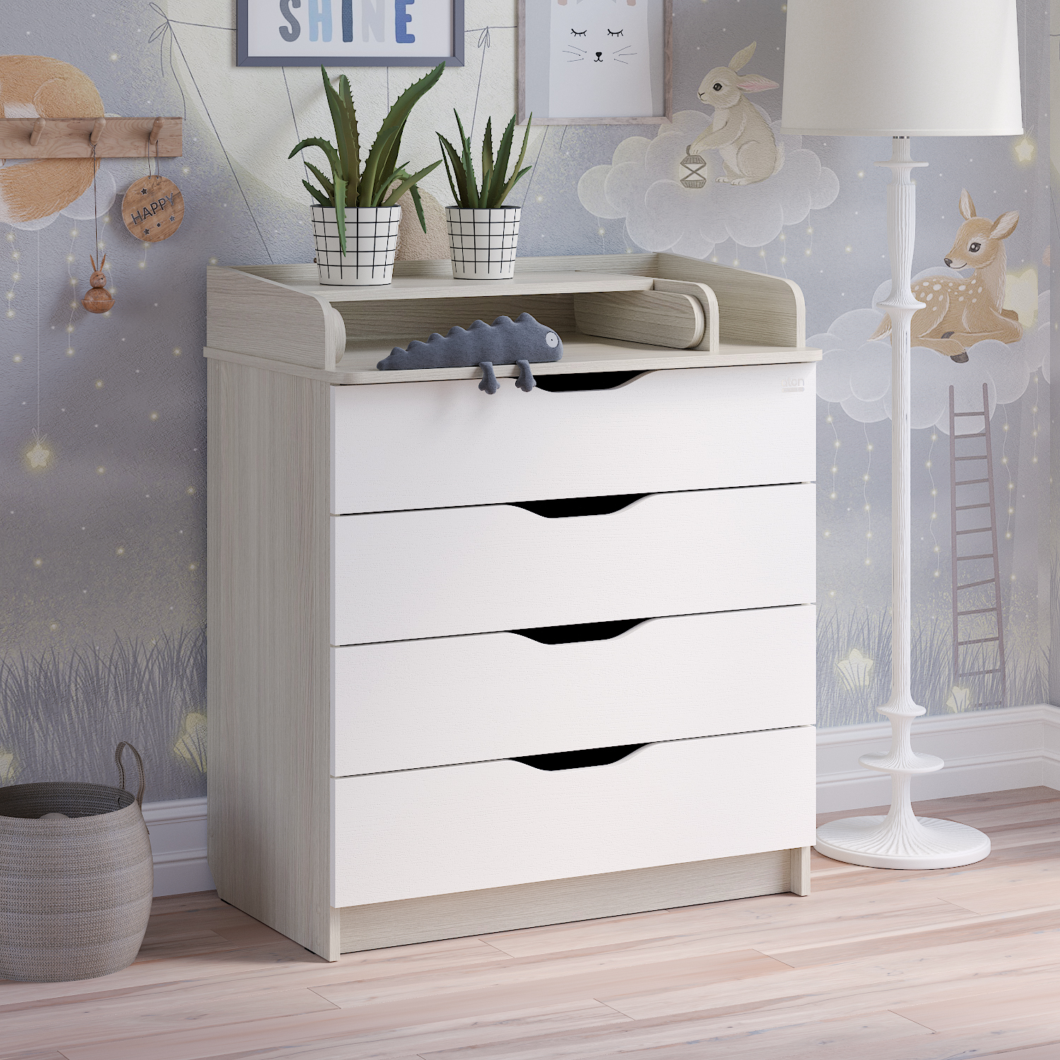 Комод пеленальный aton baby furniture Loft (шимо светлый, белый) - фото 1