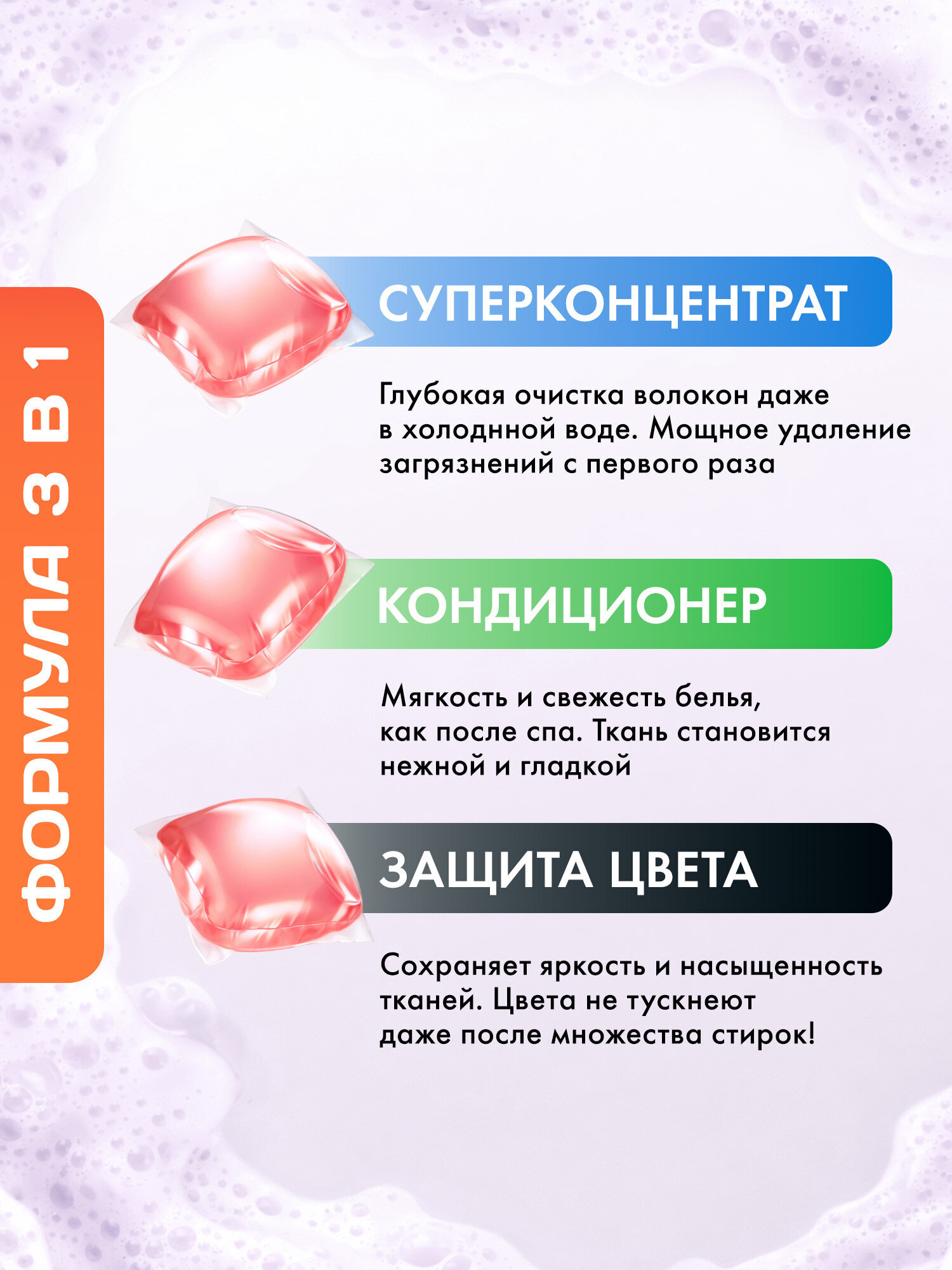 Капсулы для стирки Perklin Персик 0.88 кг 110 шт. - фото 2