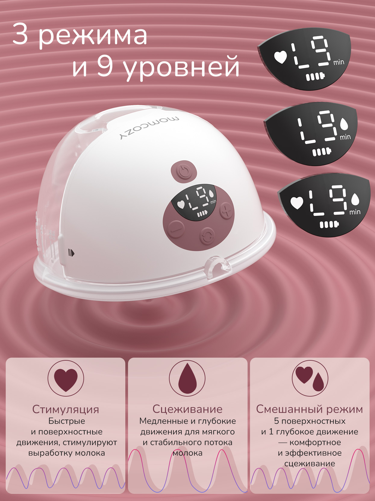 Молокоотсос электрический Momcozy M5, беспроводной, 2 шт - фото 13