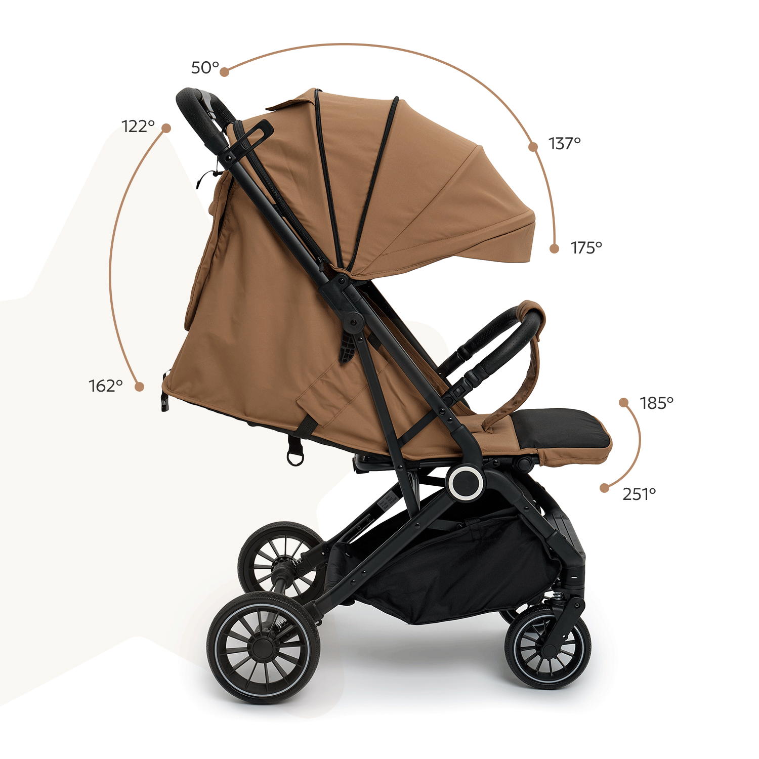 Коляска прогулочная BabyGo Roady Plus коричневый - фото 5