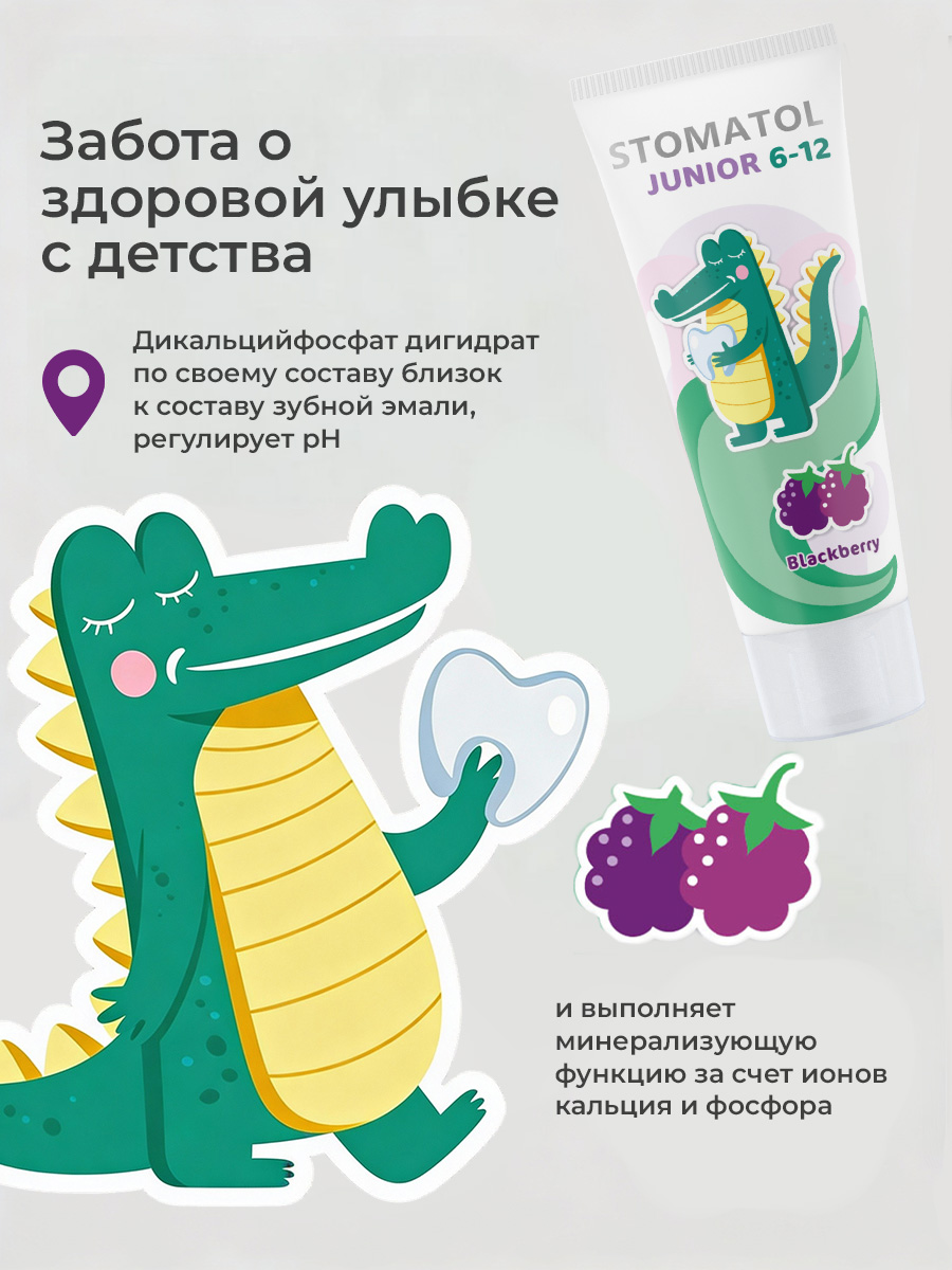 Зубная паста STOMATOL с фтором Ежевик 75 г - фото 6