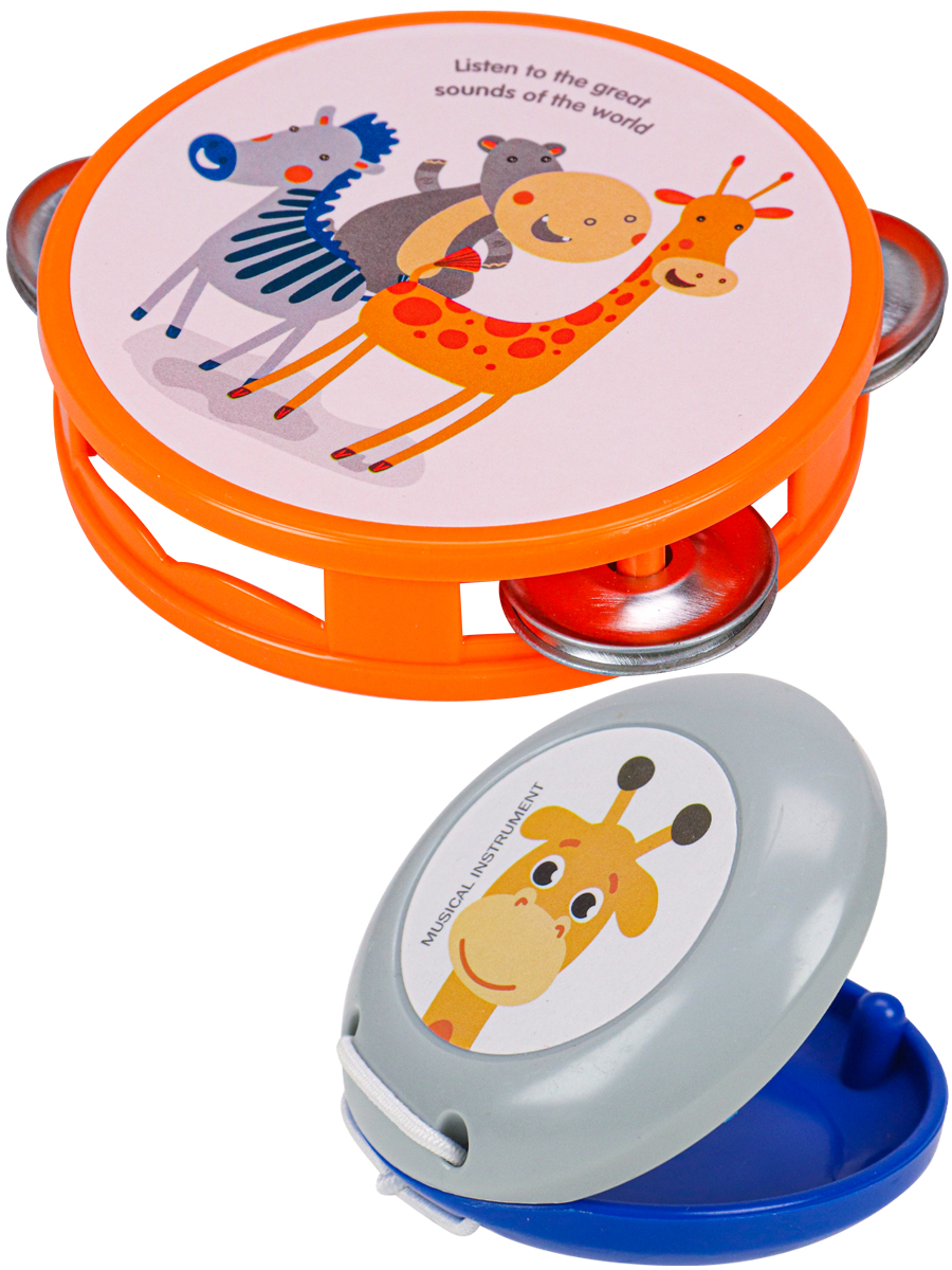 Игрушка музыкальная Рыжий кот бубен, маракас, кастаньеты, флейта - фото 2