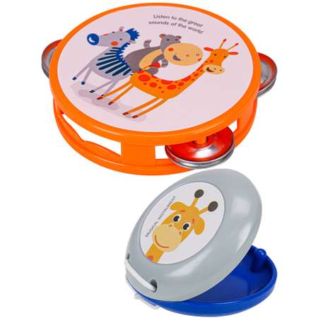 Игрушка музыкальная Рыжий кот бубен, маракас, кастаньеты, флейта