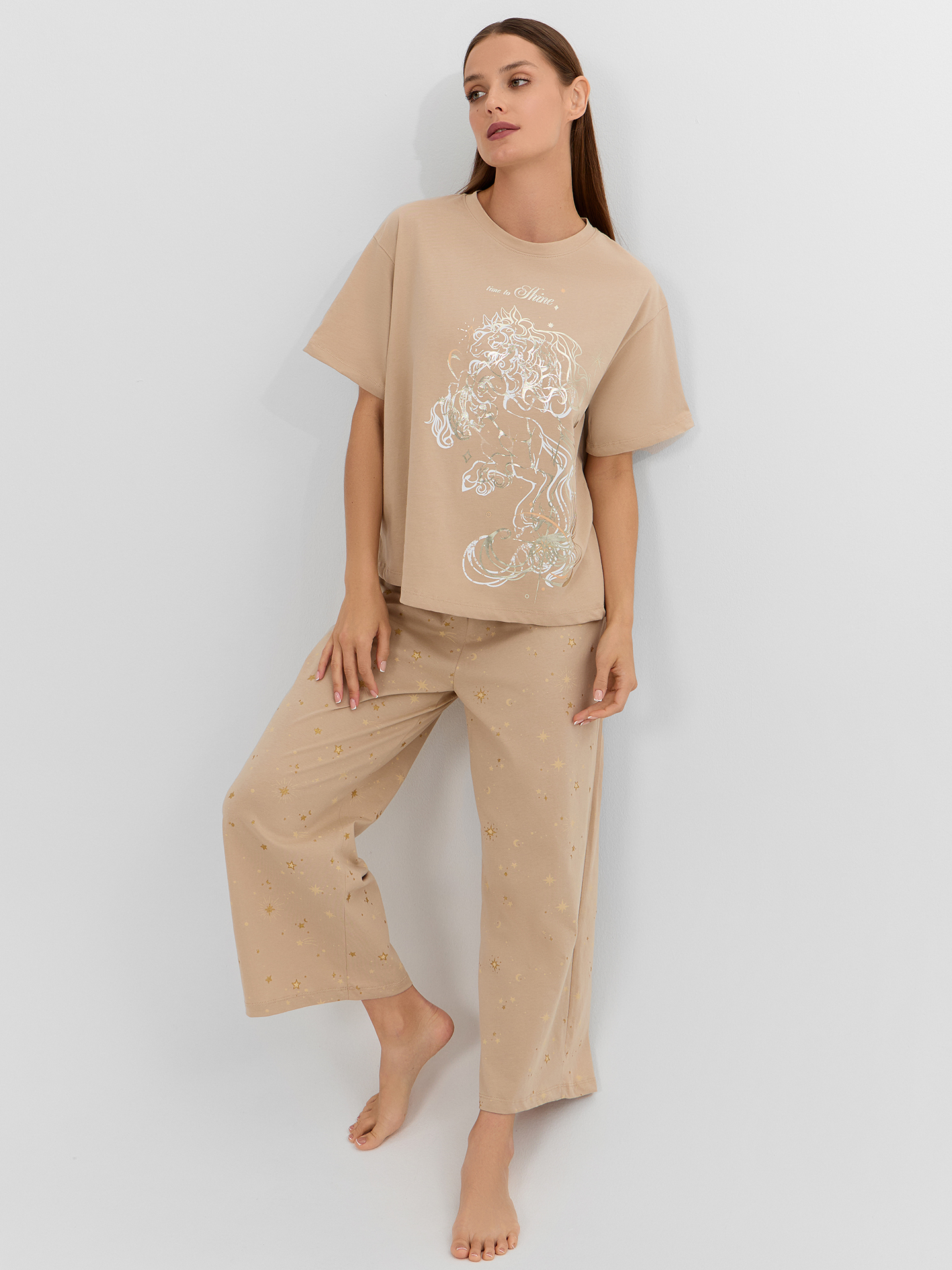 Пижама Mark Formelle (Марк Формэль) 592600/песочный +звезды на песочном - фото 2