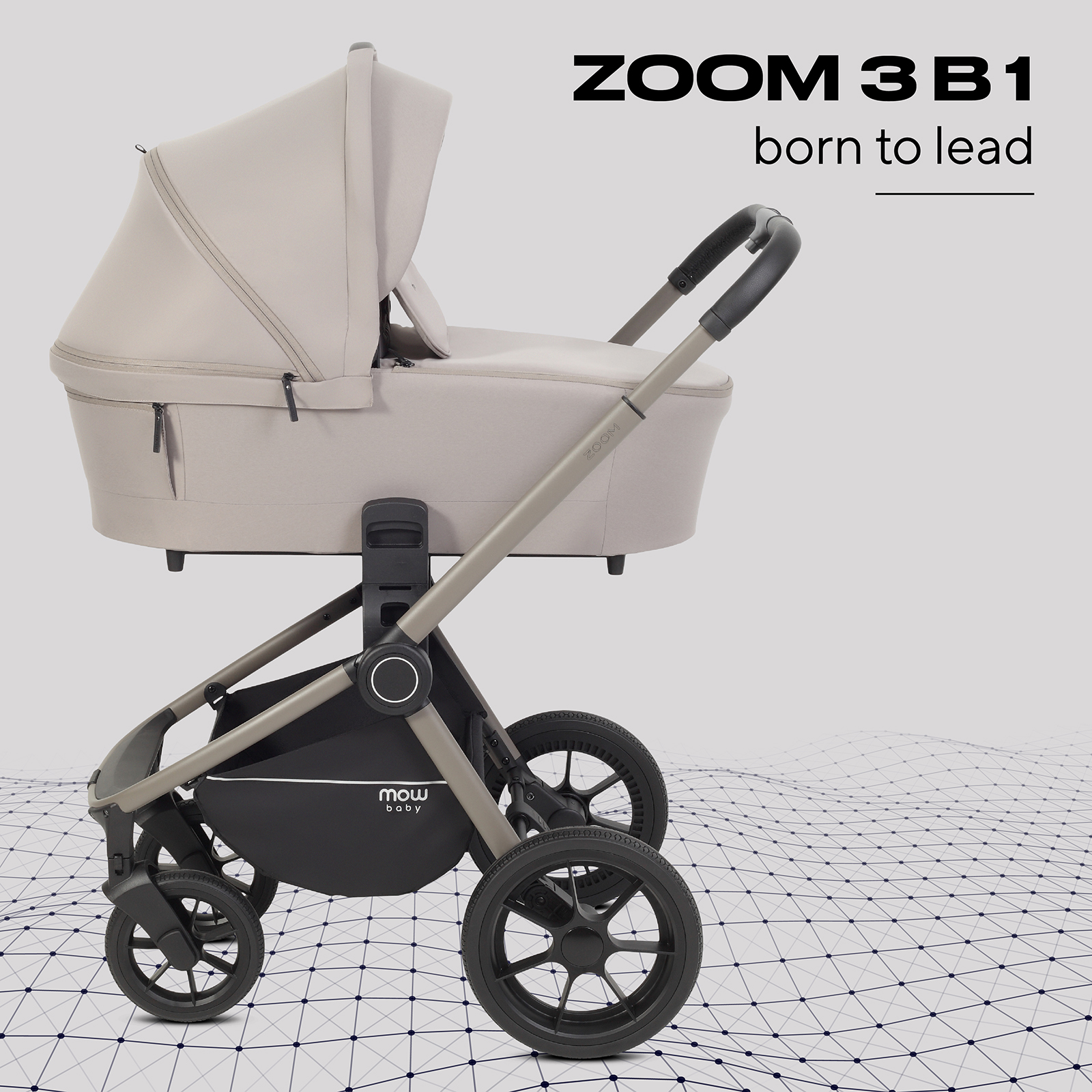 Коляска 3в1 MOWbaby Zoom new 3в1, milky бежевый - фото 1