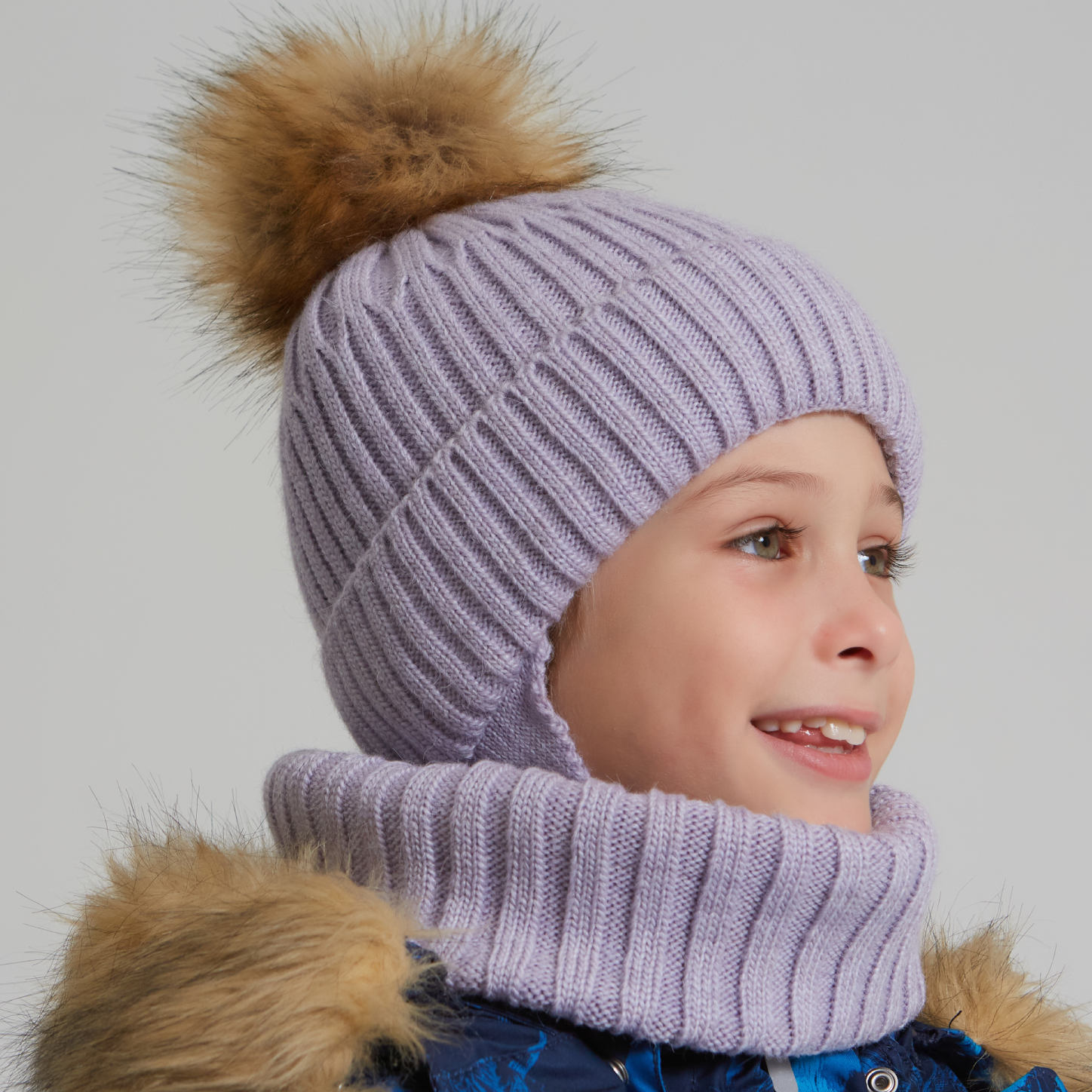 Шапка и снуд KUBRIO KU-H-112-FurPomREB-Lgrey - фото 11