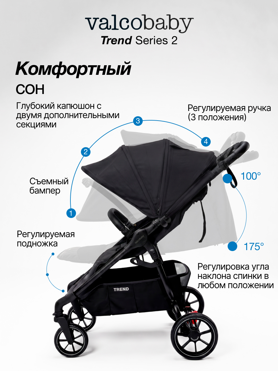 Коляска прогулочная Valco baby Trend серия 2 черный - фото 6