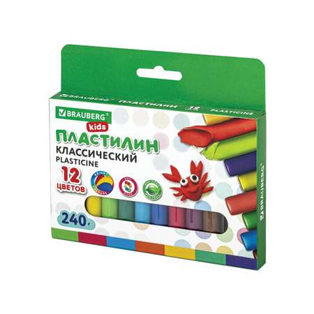 Пластилин Brauberg 12 цв.