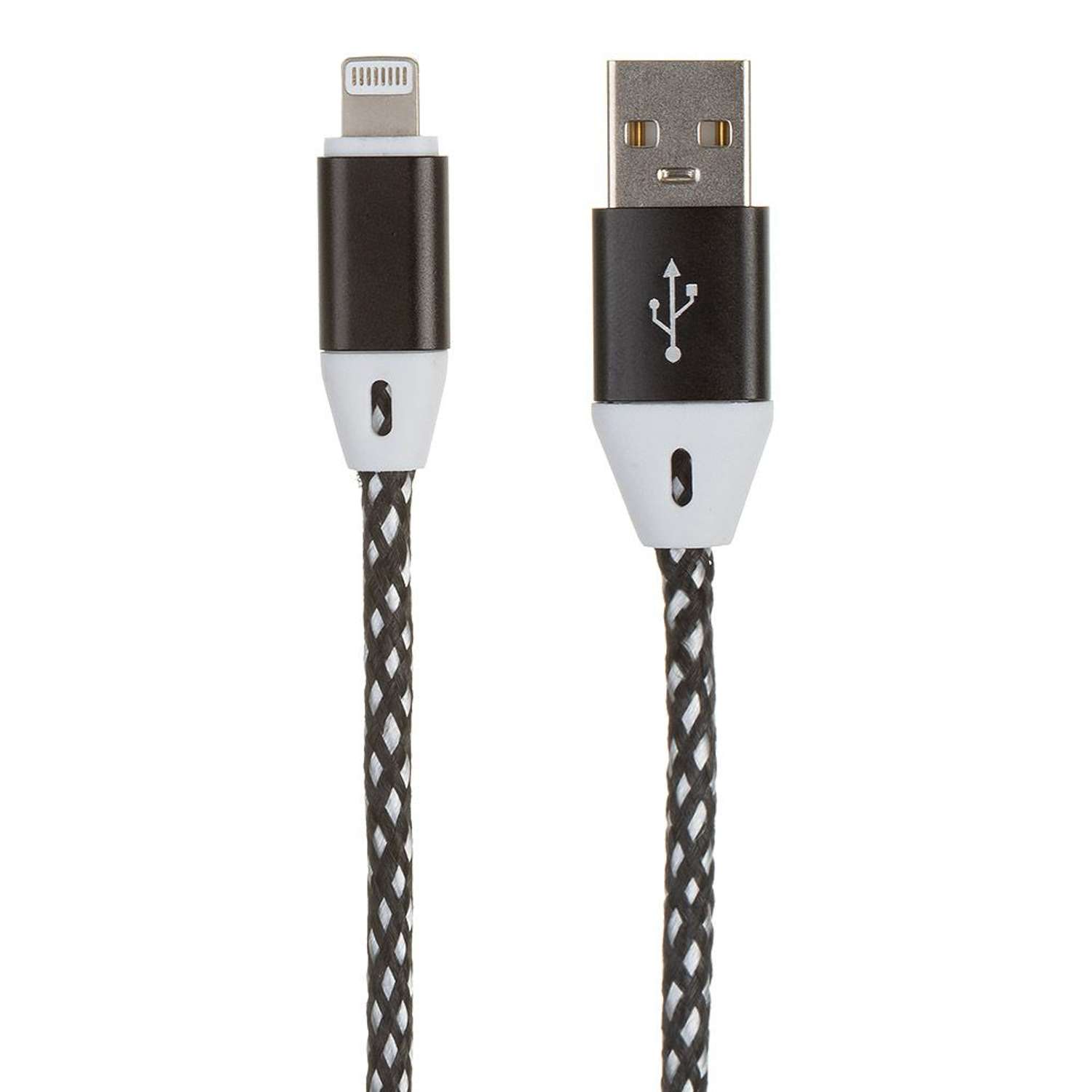 USB кабель Liberty Project для Apple Lightning 8 pin оплетка и металлические разъемы 1м Белый - фото 1