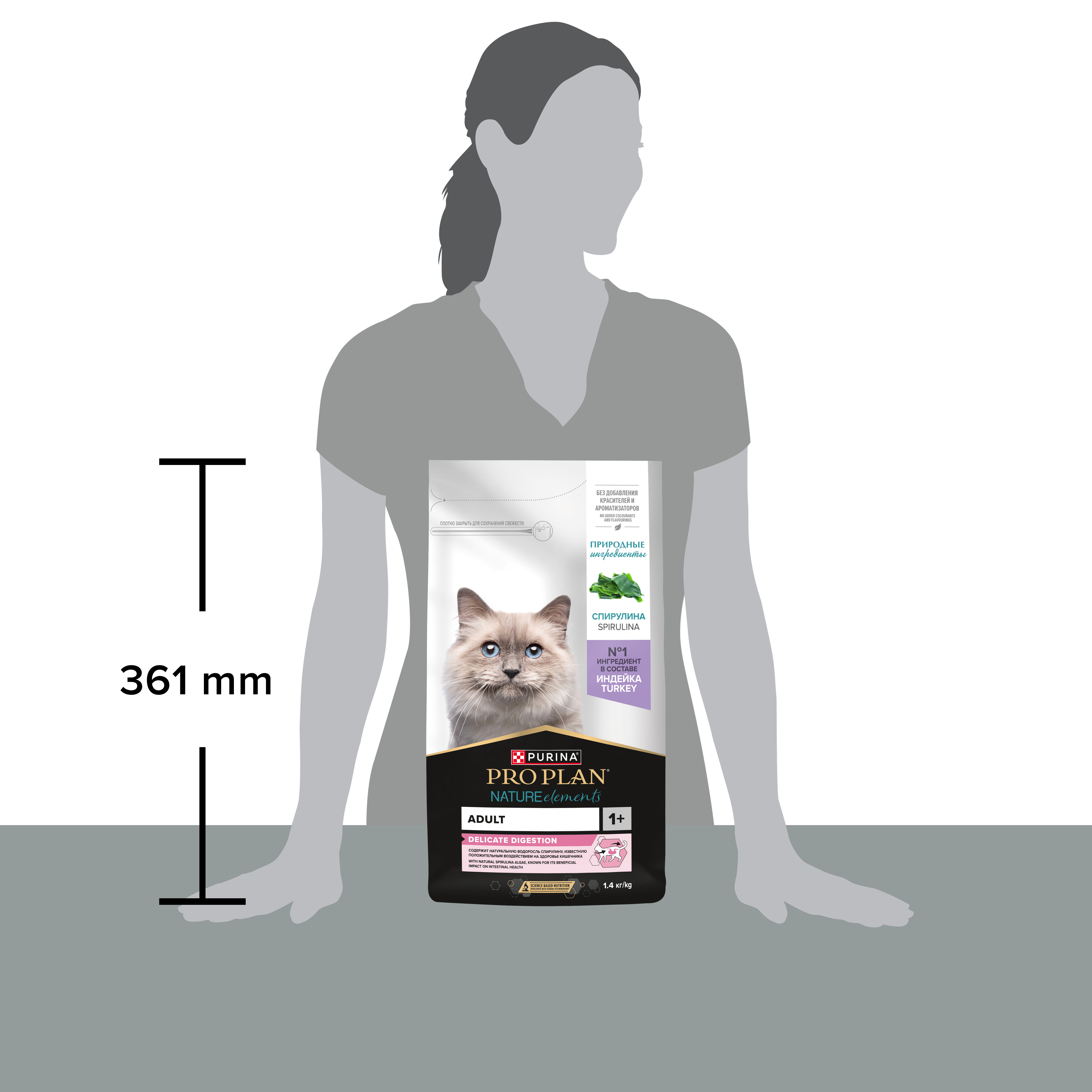 Корм для кошек PRO PLAN Nature Elements чувствительное пищеварение индейка 1.4кг - фото 19