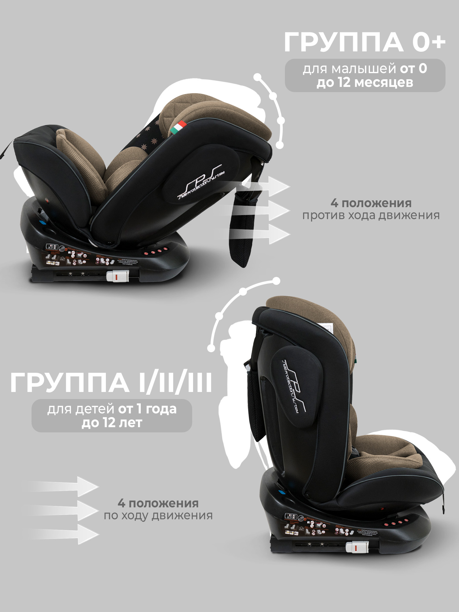 Автокресло Sweet Baby Crosstour Isofix 0+/1/2/3 (0-36 кг) бежевый - фото 8
