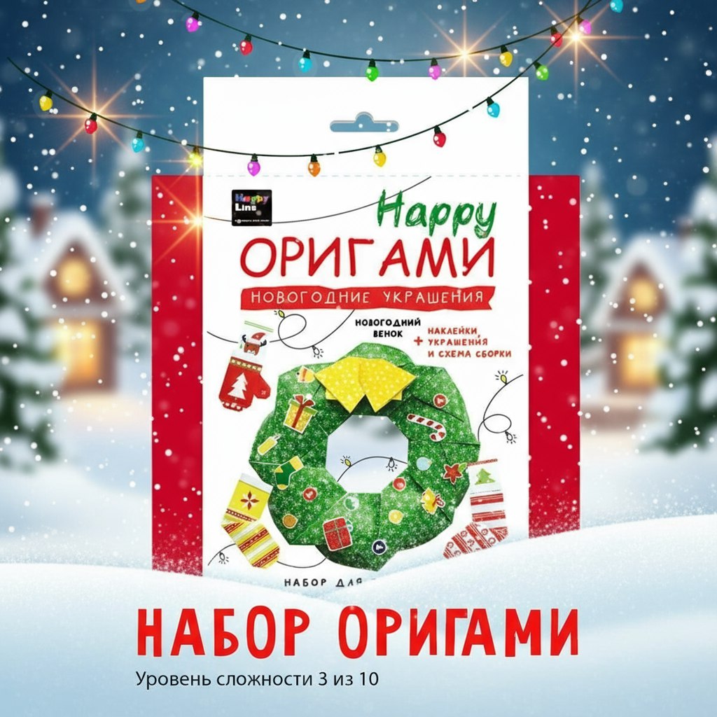 Набор для творчества HappyLine оригами Новогодний венок - фото 1