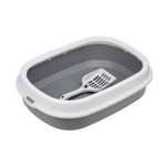 Туалет для кошек HOMECAT Frost Touch с низким бортом и совком смоки 48*35.5*13см