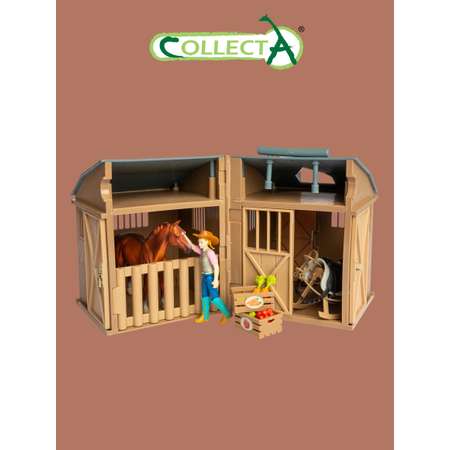 Игровой набор Collecta Наездница с лошадью и стойлом