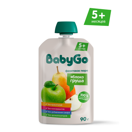 Пюре BabyGo Яблоко-груша с 5 мес 90 г
