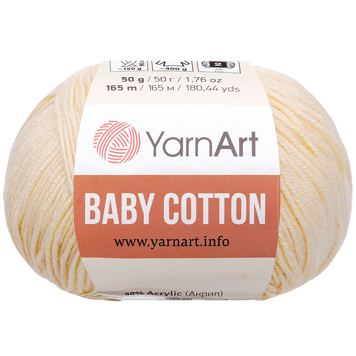 Пряжа для вязания YarnArt Baby Cotton 50гр 165 м хлопок акрил детская 10 мотков 402 молочный - фото 3