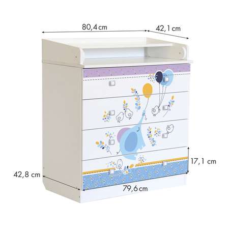 Комод Polini kids Simple 1580 Слоник на шаре Белый
