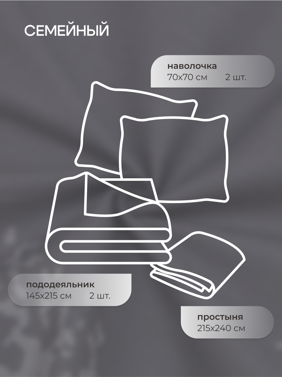 Комплект постельного белья для SNOFF Прето семейный 5 предм. - фото 2