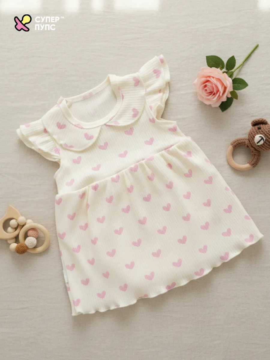 Боди-платье Супер Пупс бд/платье/2крыл/розовыесердца - фото 17