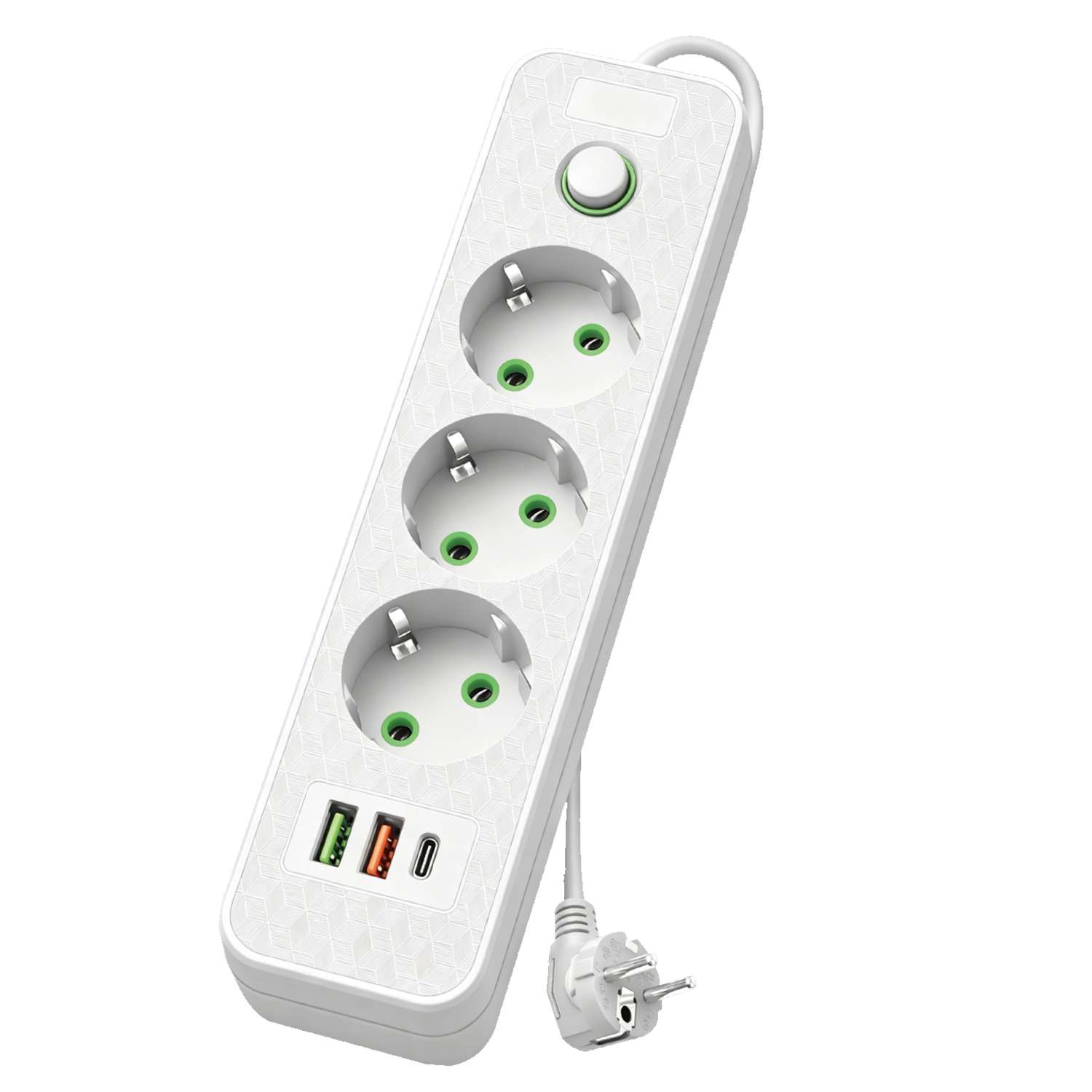 Удлинитель ё 3 гнезда 2 USB+ USB С 2м - фото 1
