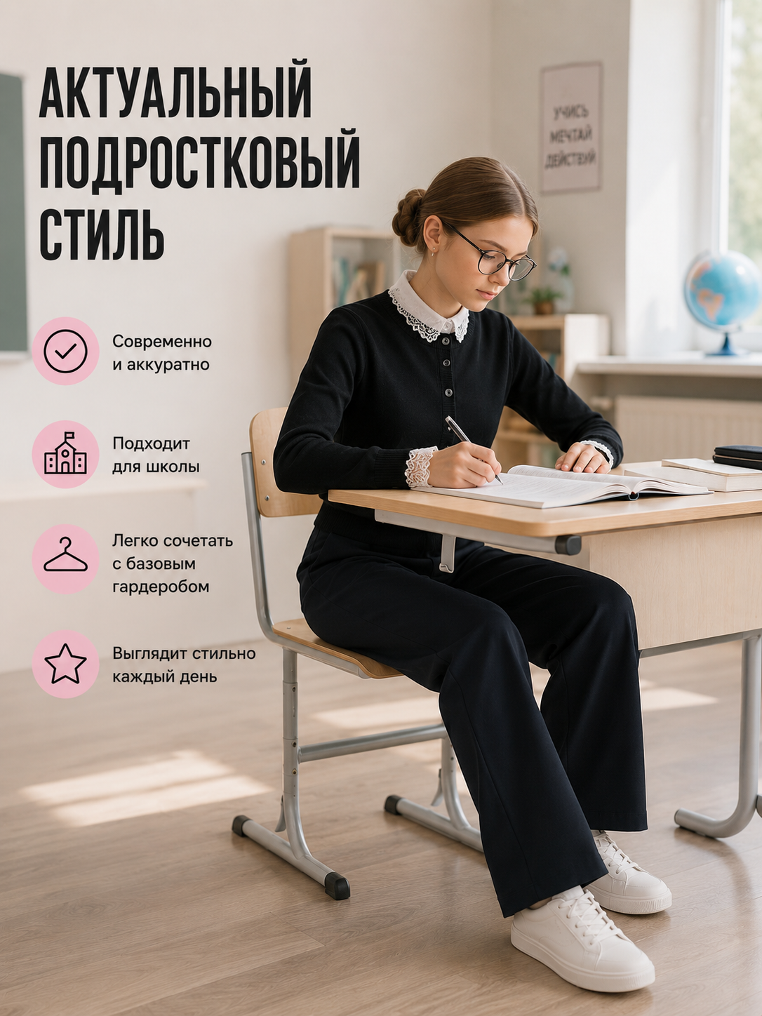Брюки ЛАДОШКИ Брюки Алиса черный - фото 3